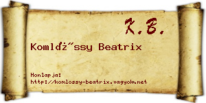 Komlóssy Beatrix névjegykártya